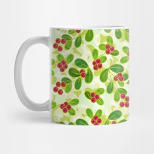 Cranberry Fruit Pattern on Green Mug